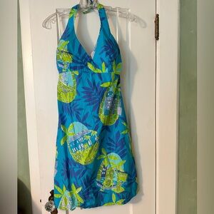 Lilly Pulitzer Blue and Green Swim Coverup with Tropical Print
